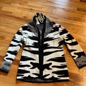 Multiples Zebra Pattern Knit Cardigan Sweater - Medium